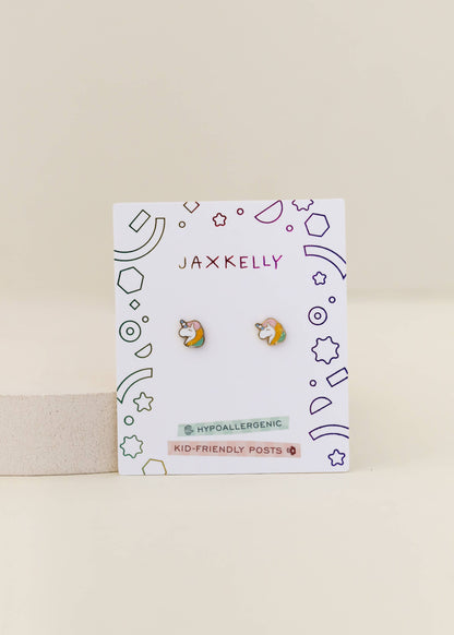 JaxKelly - Unicorn Enamel Flat Back Kids Earrings