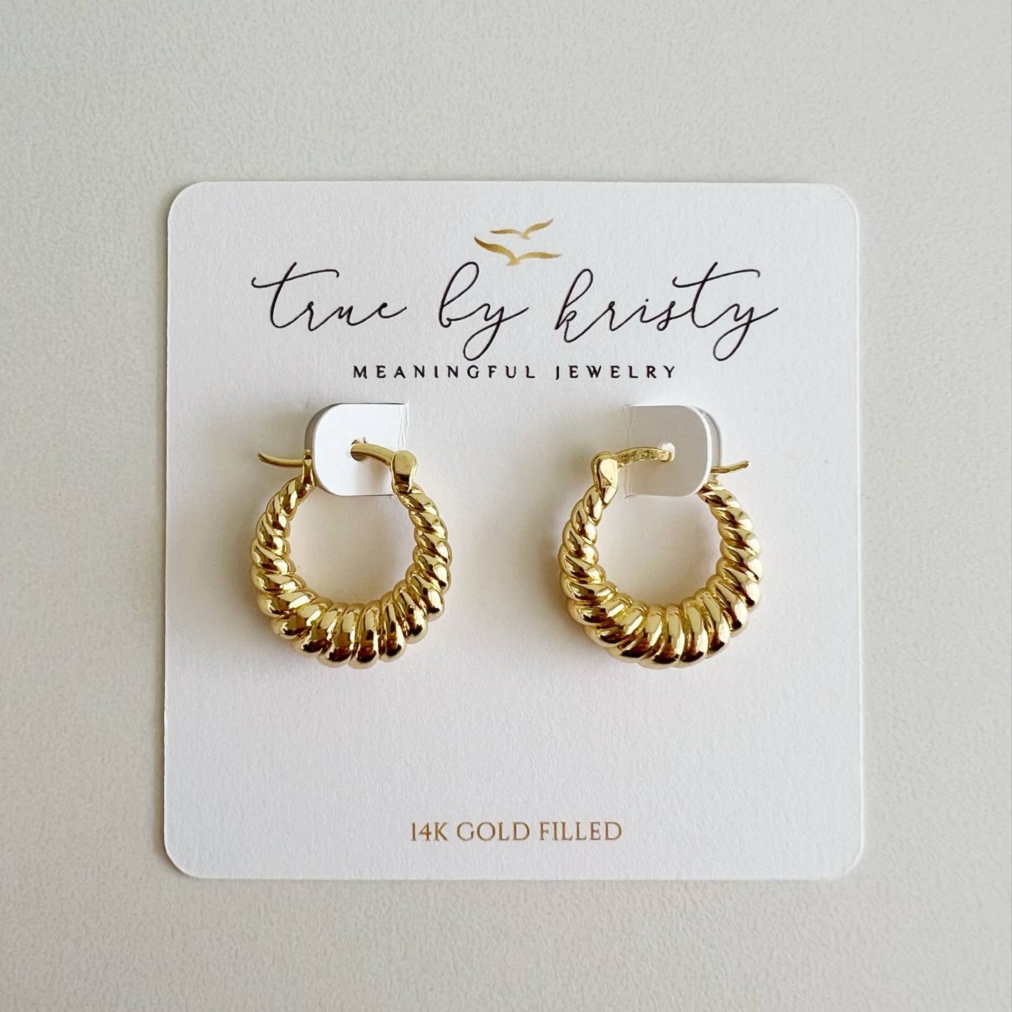 True by Kristy Jewelry - Endless Weekend Croissant Twist Hoops Earrings Gold Filled