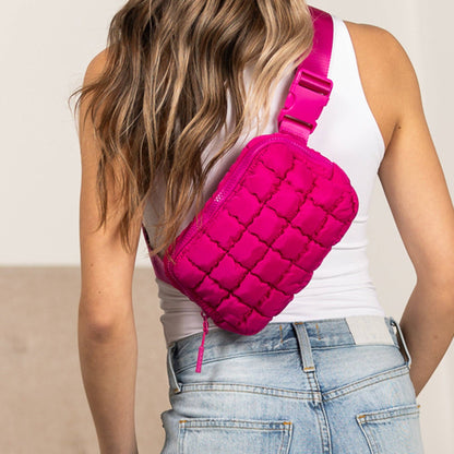 Aili's Corner - Evyn Quilted Puffer Sling Crossbody Belt Bum Fanny Waist Bag