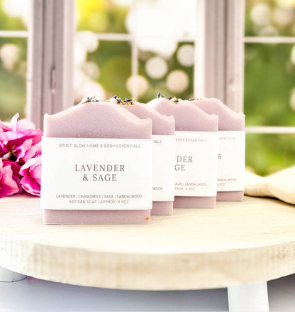 Spirit Glow Home & Body Essentials - Lavender and Sage - Handcrafted Artisan Soap Bar