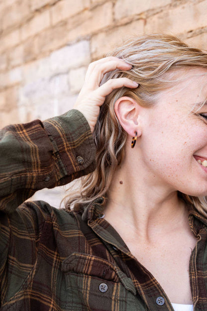 Spiffy & Splendid - Cam Mini Hoops - Tortoise //  Earrings, Jewelry