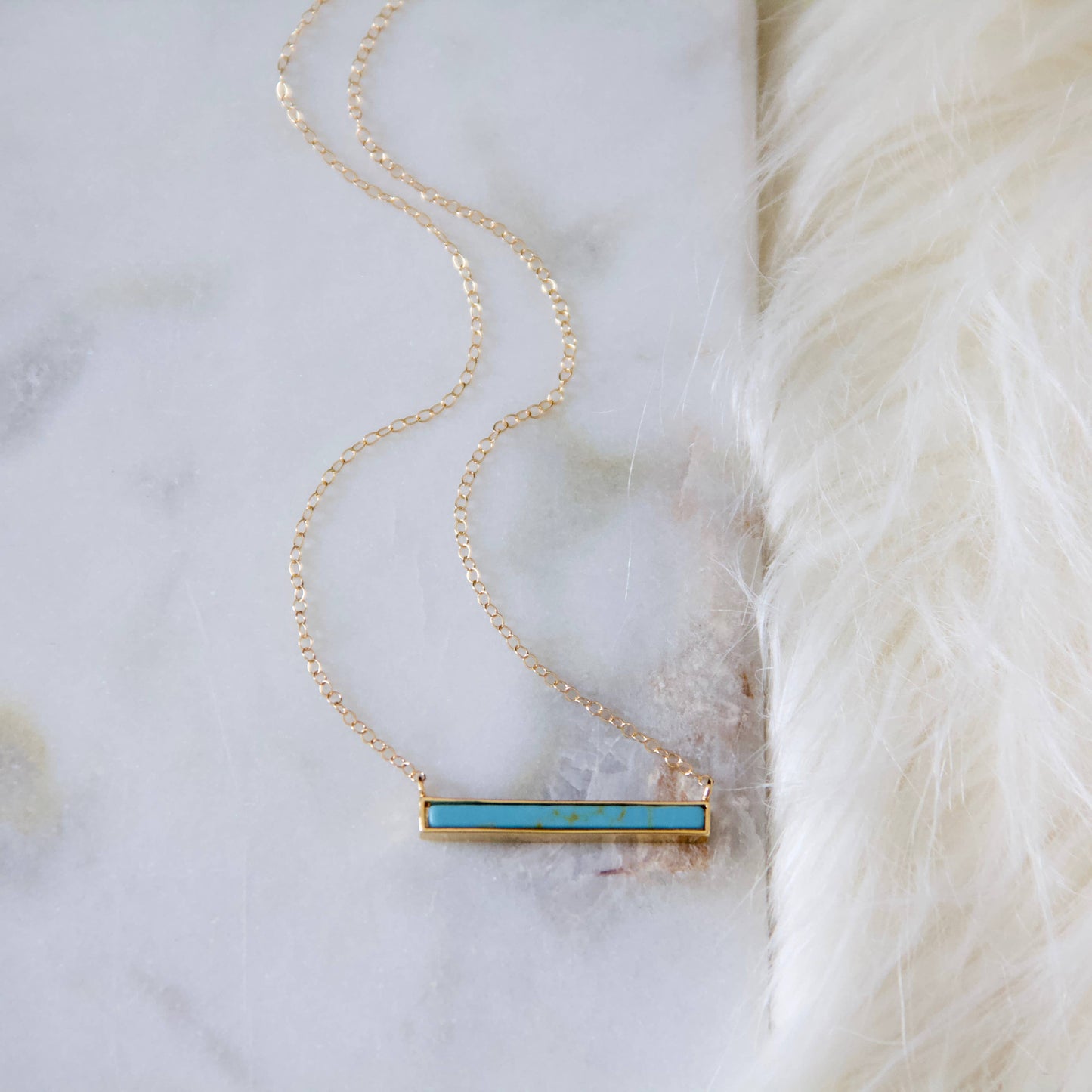 Mesa Blue - Turquoise, White Turquoise Bar Necklace