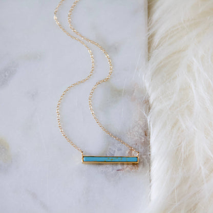 Mesa Blue - Turquoise, White Turquoise Bar Necklace