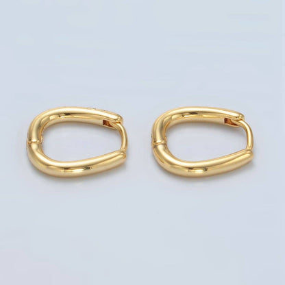 Aim Eternal - 24K Gold Filled 15mm U-Shaped Oval Minimalist Huggie Earrings | Q525