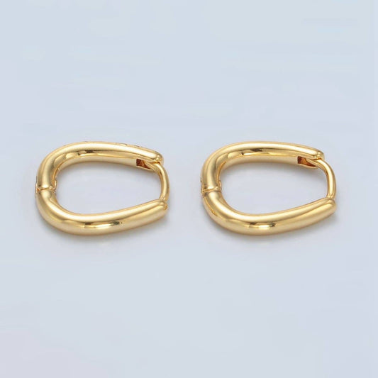 Aim Eternal - 24K Gold Filled 15mm U-Shaped Oval Minimalist Huggie Earrings | Q525