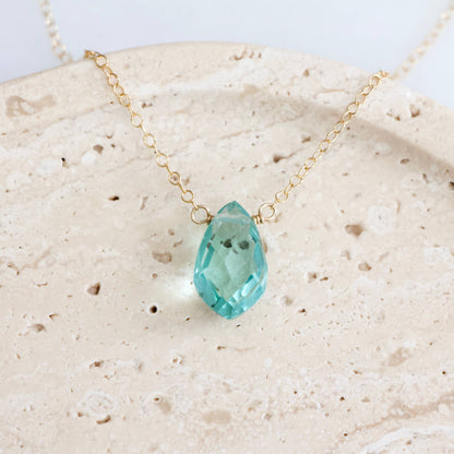 Mesa Blue - Aquamarine Quartz Necklace - Gold Filled