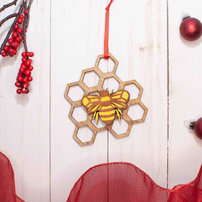 The Little Ornament Shop - Honey Bee with Comb Christmas Ornament