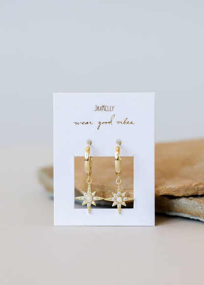JaxKelly - Celestial - Starburst Mini Hoop - Gold Earrings
