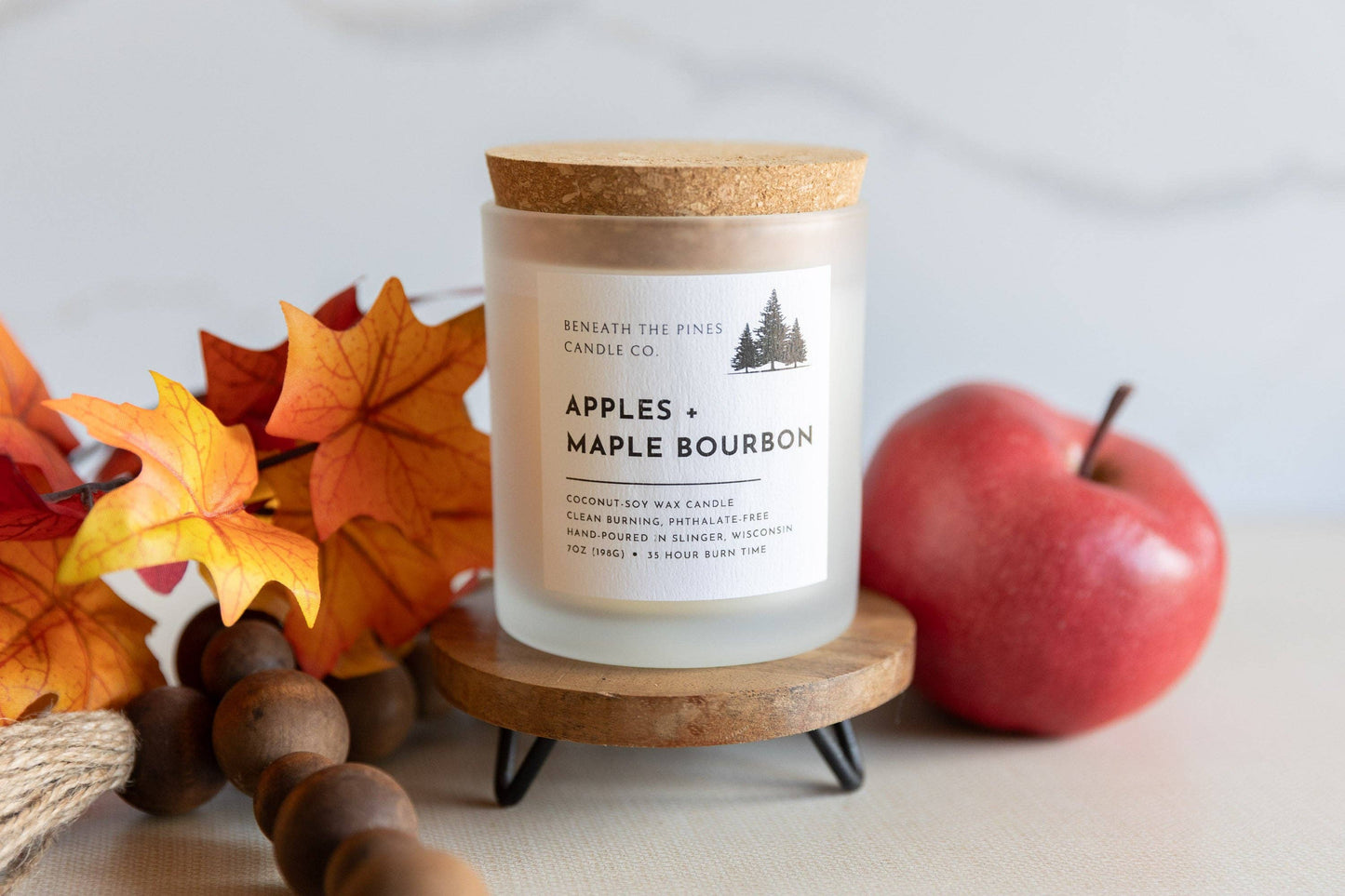 Beneath The Pines Candle Co. - Apples + Maple Bourbon: Coconut-Soy Candle