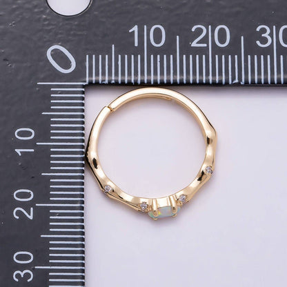 Aim Eternal - 16K Gold Filled Opal Micro Paved CZ Bamboo Adjustable Ring | Rings-00140