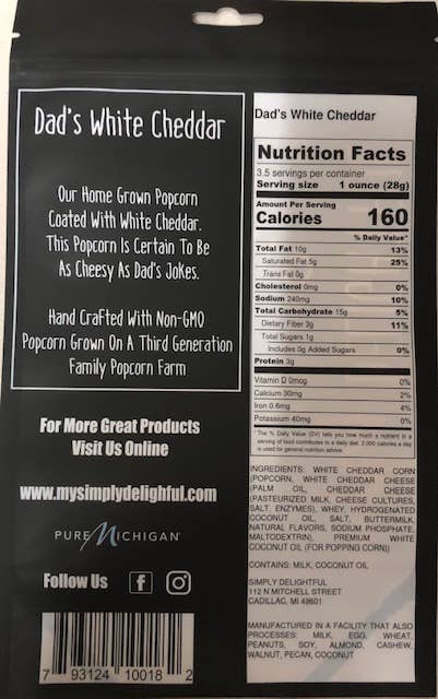 Simply Delightful - Dad's White Cheddar Popcorn