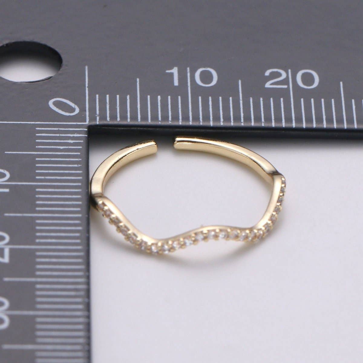 Aim Eternal - Cz Gold wave ring, Micro Pave Open Ring Gold Vermeil ring, Dainty wave ring, Ocean ring, Micro Pave Stacking rings, Beach ring gold wave | R-123