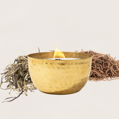 Woodsy Homelife - White Tea & Tobacco-Solid Brass 14oz Pure Soy Candle