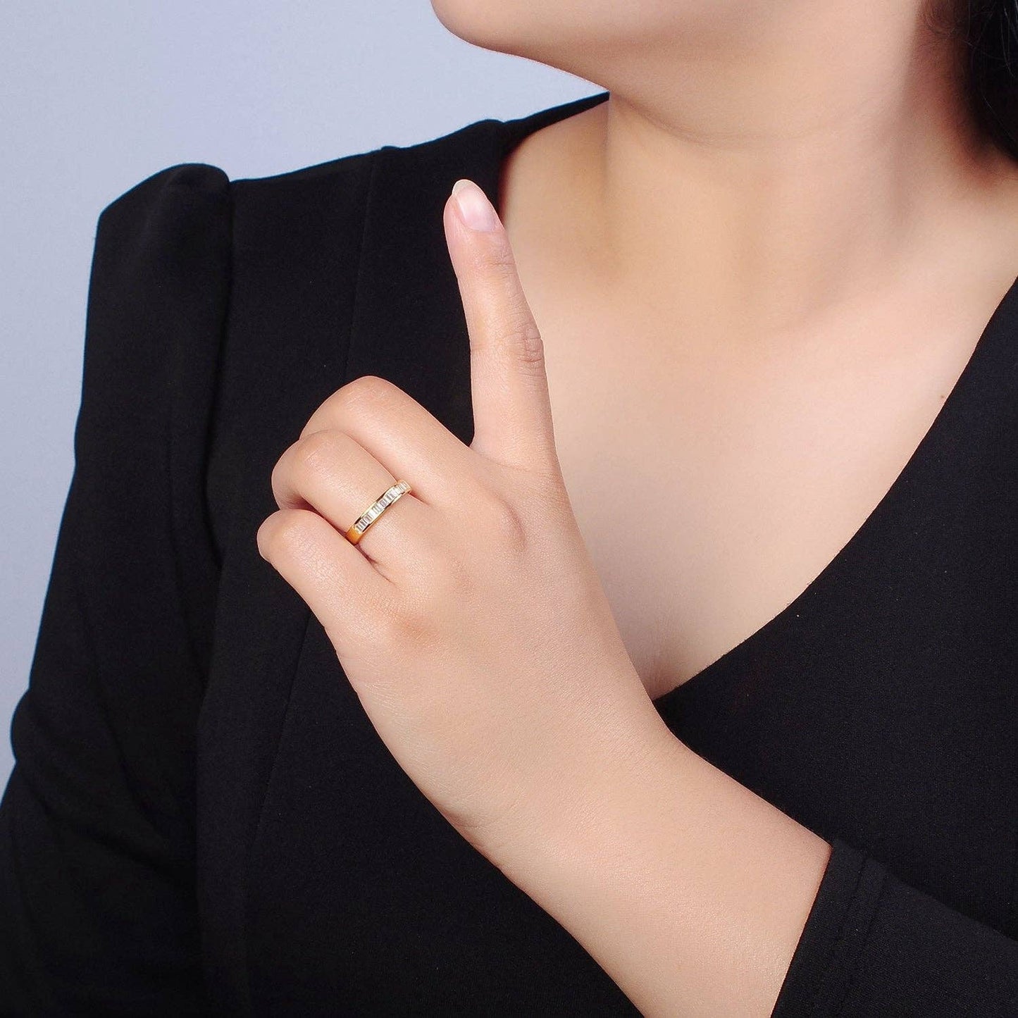 Aim Eternal - Minimalist Baguette Ring Classic Pave Ring O-2176