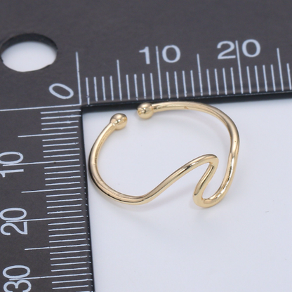 Aim Eternal - Minimalist Ring Gold Open Ring Wave Curvy Ring, Thin Ring Go