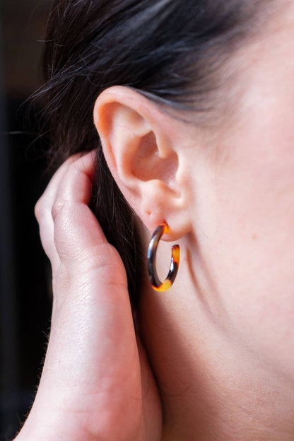 Spiffy & Splendid - Cam Mini Hoops - Tortoise //  Earrings, Jewelry