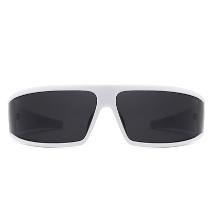Cramilo Eyewear - Sport Shield Patterned Temples Wraparound Sunglasses