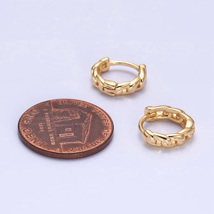 Aim Eternal - Dainty Gold Curb Link Chain Minimalist Huggie Earrings
