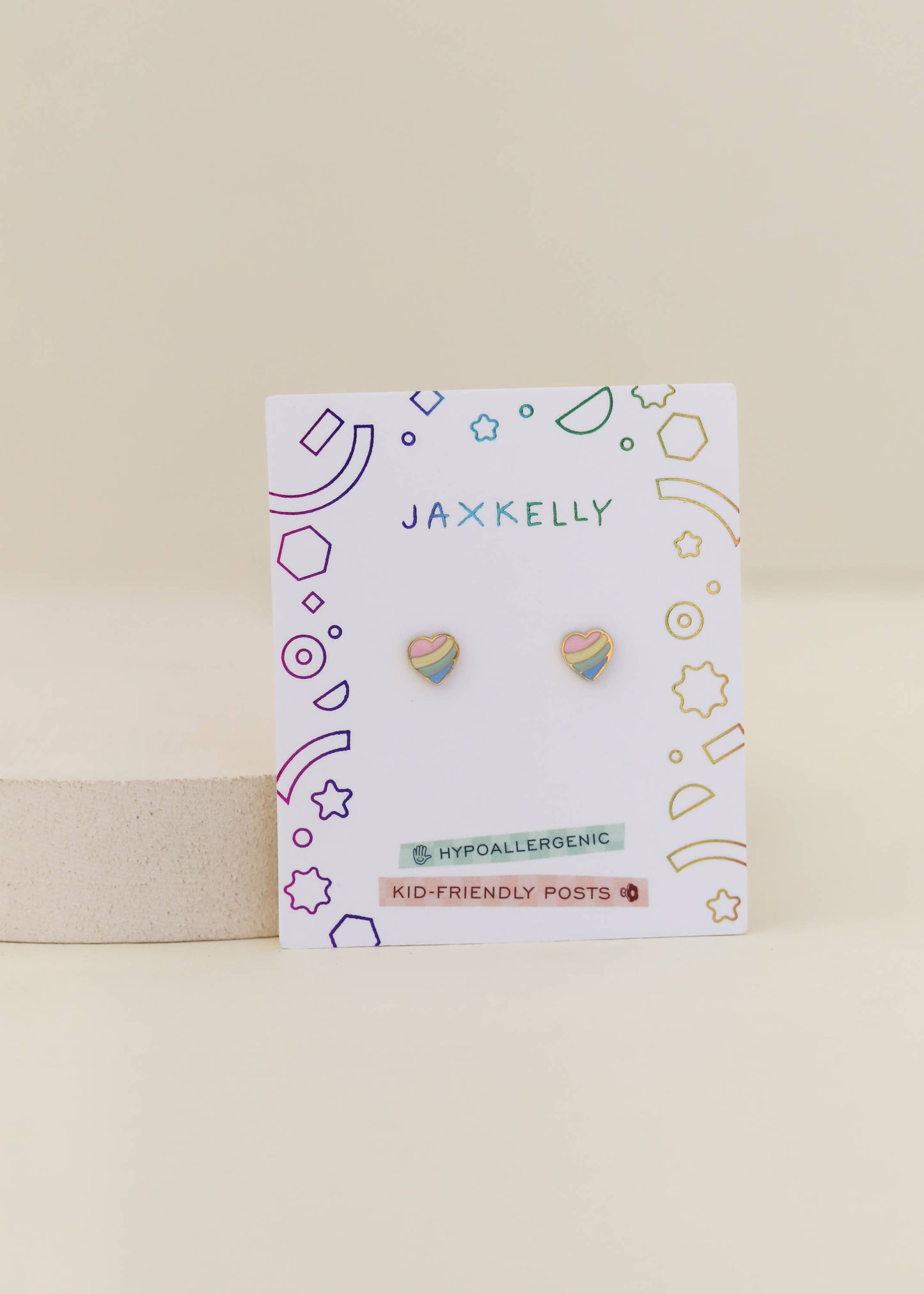 JaxKelly - Heart Enamel Flat Back Kids Earrings