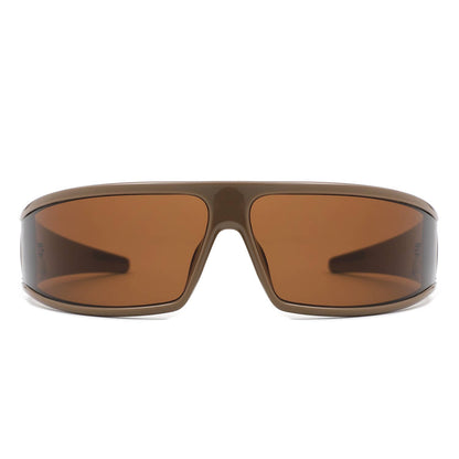 Cramilo Eyewear - Sport Shield Patterned Temples Wraparound Sunglasses