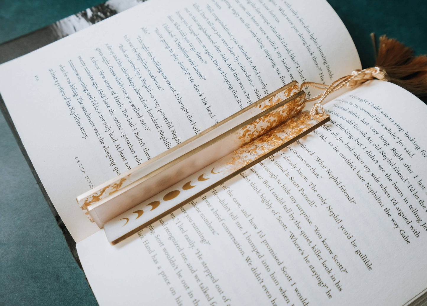 Dège Creative - White Moon Phases & Geode Bookmark