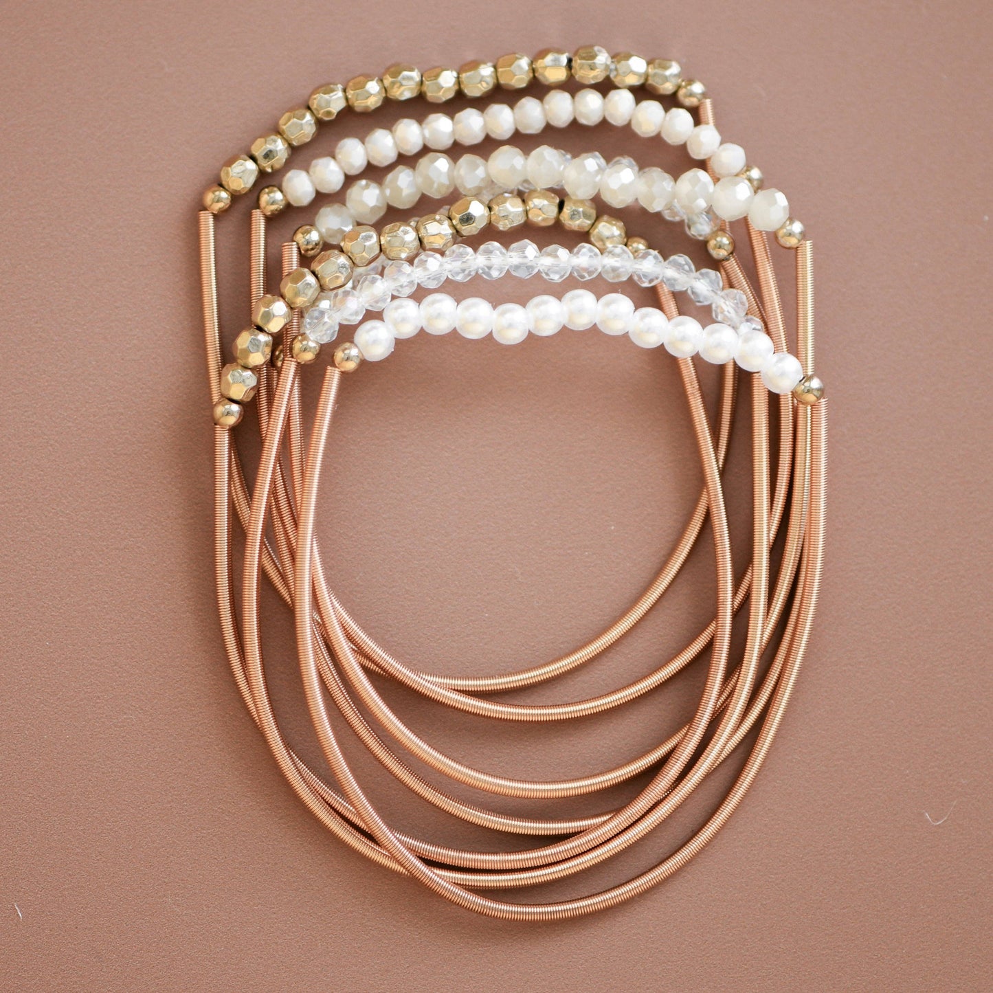 MA101 Mia Accessories - Boho Layered Spring Coil Guitar String Bracelet Set - 6961