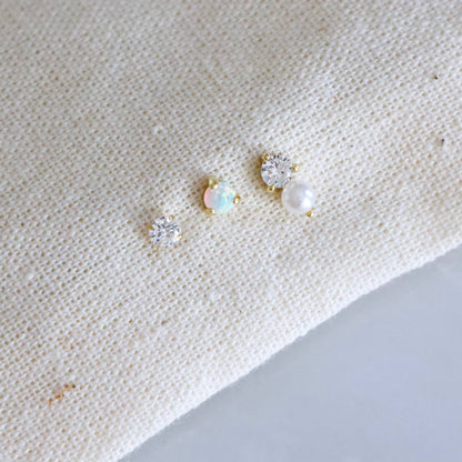 Mesa Blue - Opal, Pearl, CZ Earring Set, Hypoallergenic, Sterling 