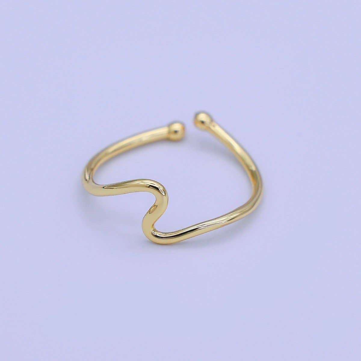 Aim Eternal - Minimalist Ring Gold Open Ring Wave Curvy Ring, Thin Ring Gold Ring Dainty Stackable Ring Adjustable Ring.R-084