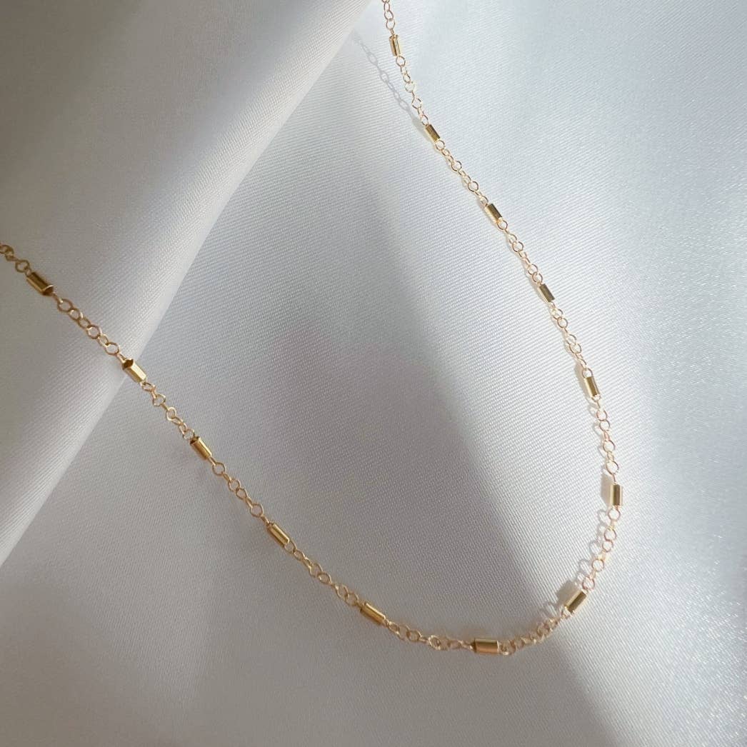 True by Kristy Jewelry - Jake Bar Cable Layering Chain Necklace Gold Filled