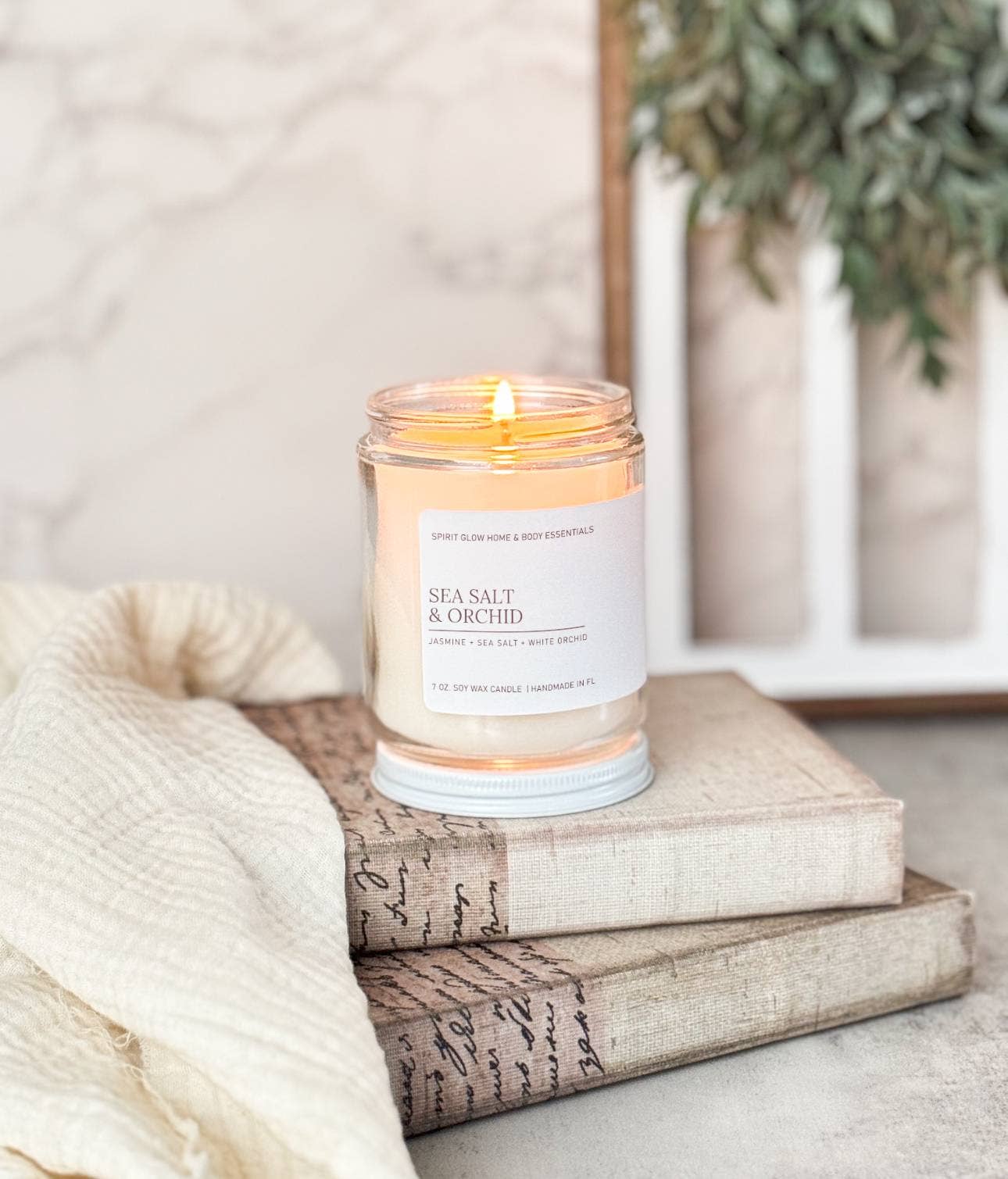Spirit Glow Home & Body Essentials - Sea Salt & Orchid - 7oz. Soy Wax  Candle
