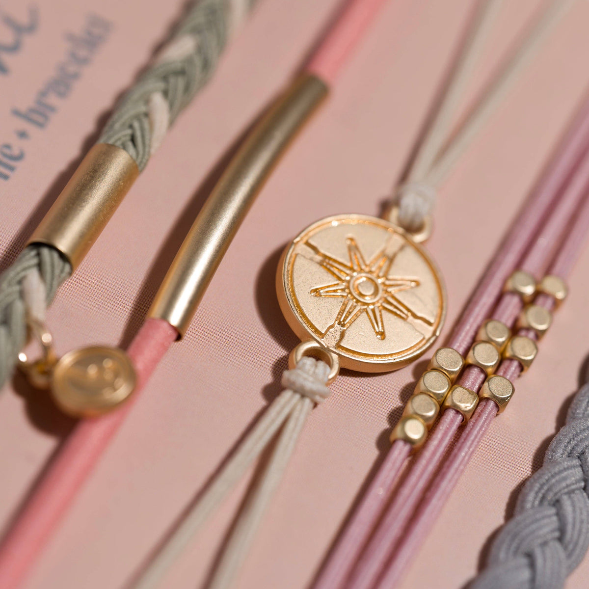 K'lani hair tie bracelets - "Explore" Gold Compass Charm Hair Tie Bracelets