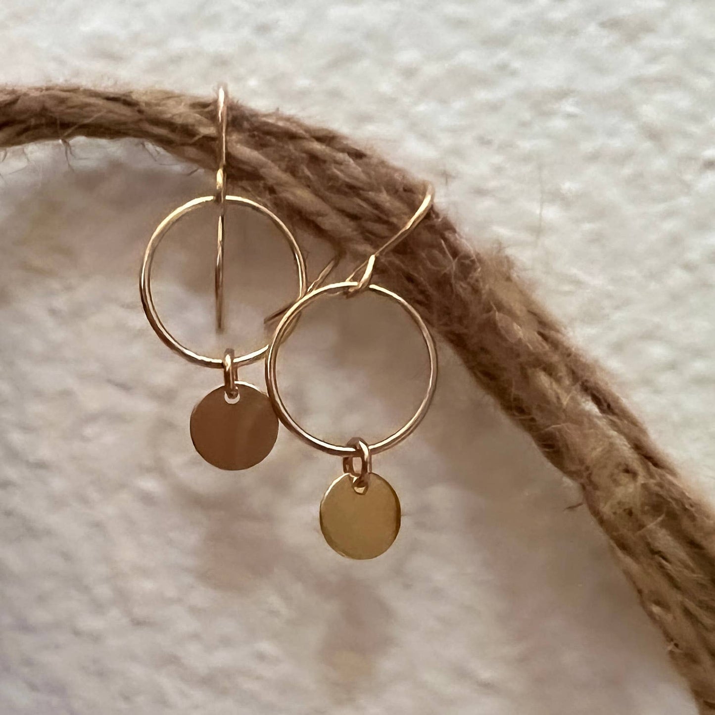 Sela+Sage - Gold Filled Circle Dangle Earrings
