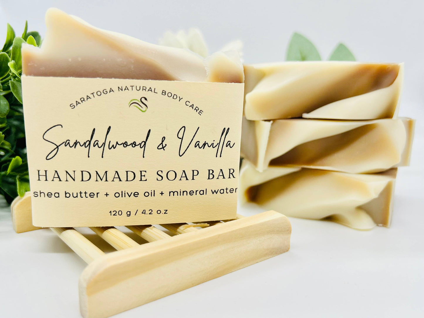 SARATOGA NATURAL BODY CARE LLC - Sandalwood Vanilla Handmade Soap Bar VEGAN COLD PROCESS