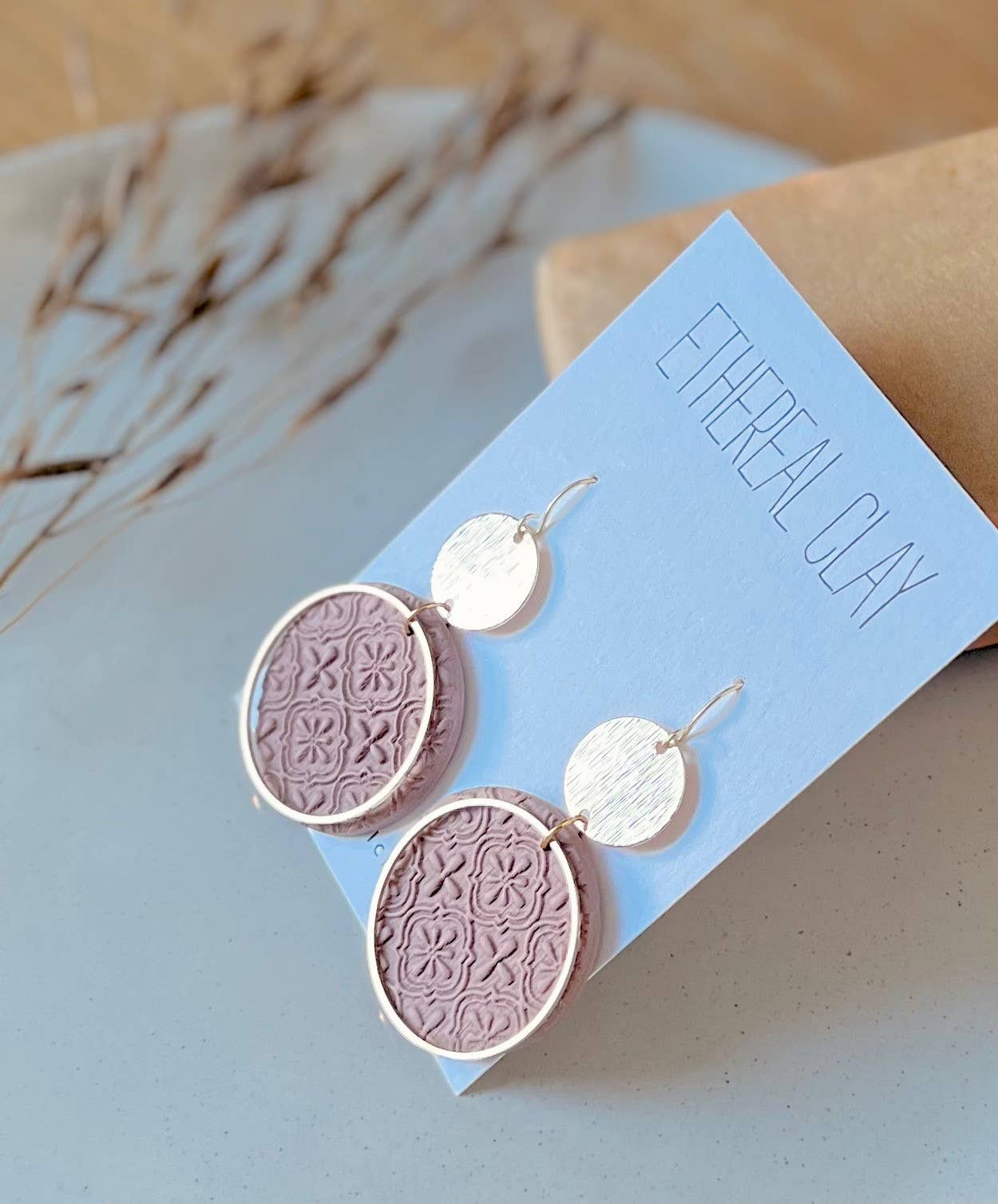 Ethereal Clay - Boho Clay Earrings, Textured, Simple Style, Tile Textured