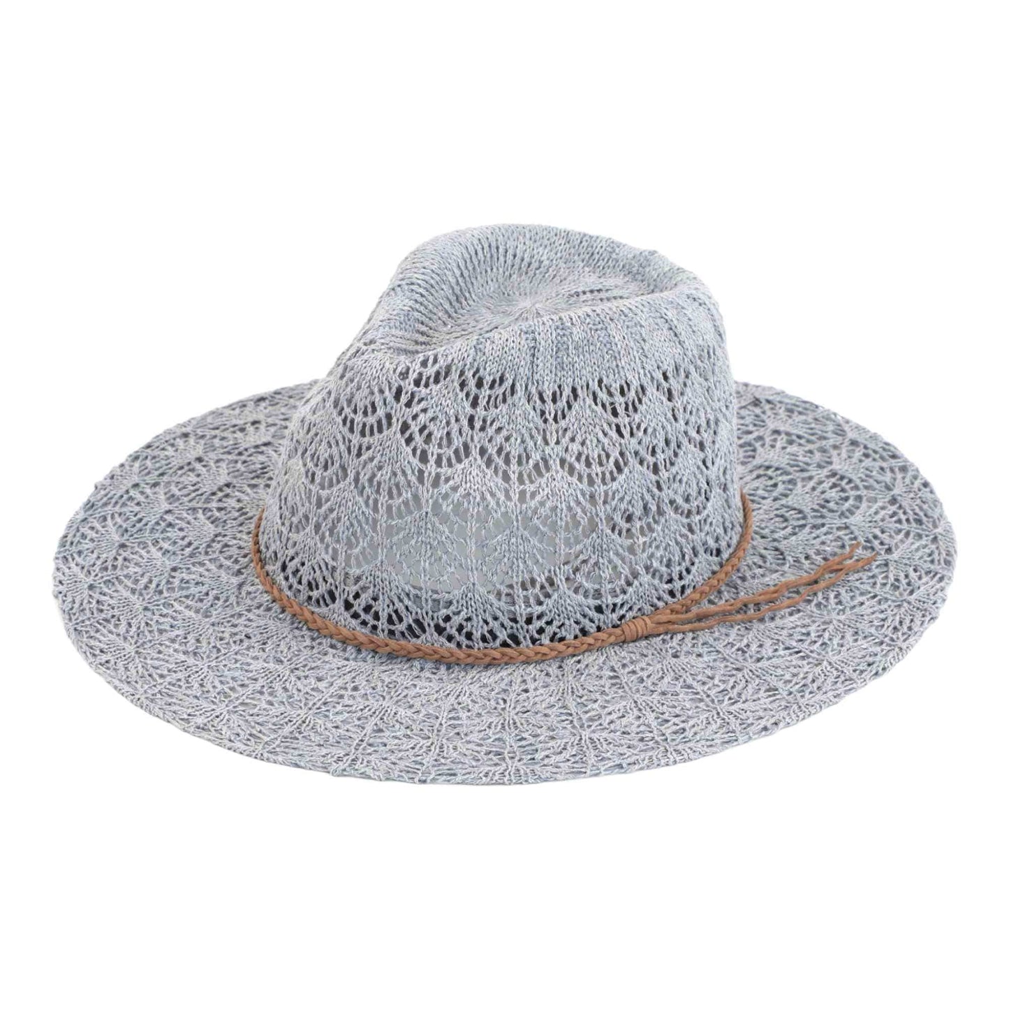 MiMi Wholesale - KP013 Horseshoe Lace With Braided Suede Trim Panama Hat