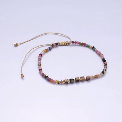 Aim Eternal - 14K Gold Filled Tourmaline Multifaceted Cream Rope Adjustabl
