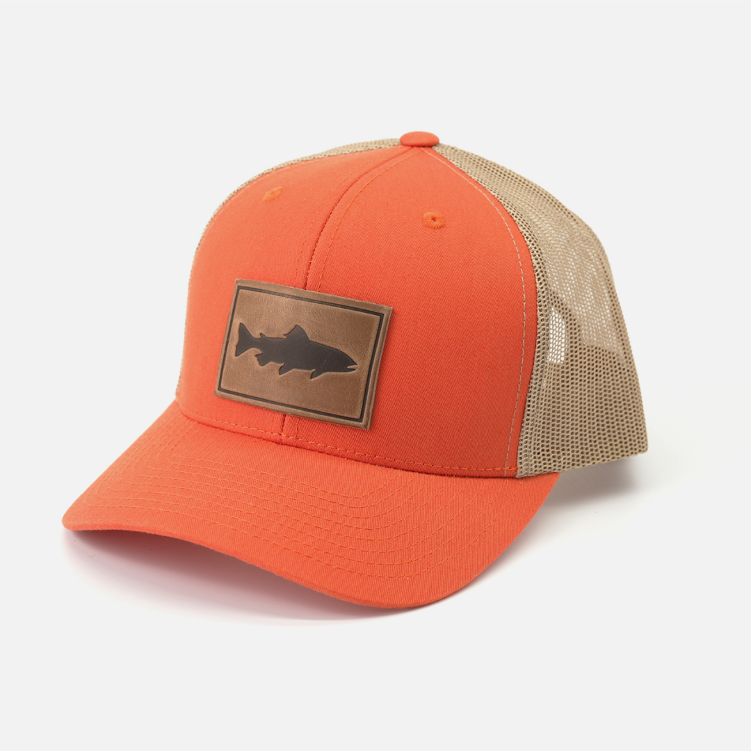 Range Leather Co. - Trout Hat - Leather Patch Trucker Cap