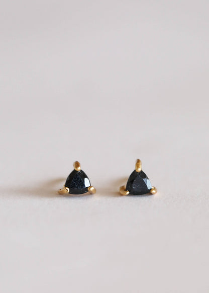 JaxKelly - Mini Energy Gem - Black Tourmaline - Gold Earrings
