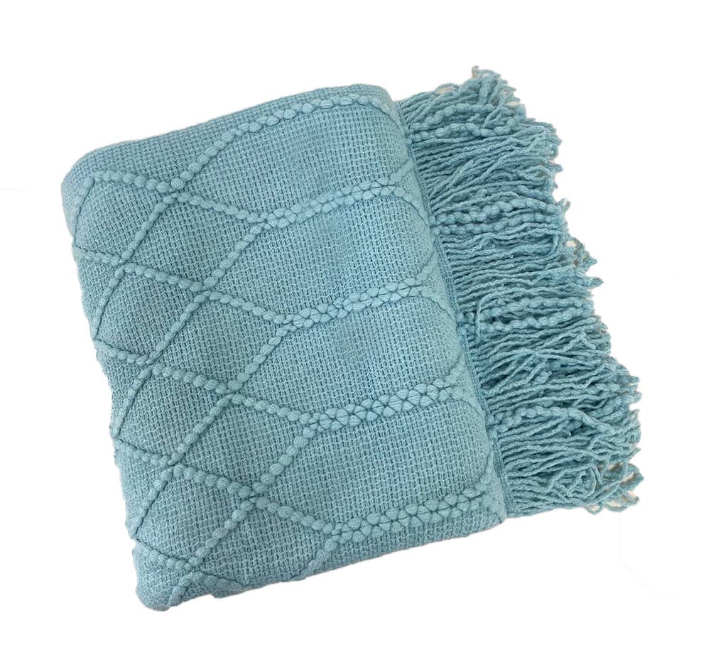 Fennco Styles - Rhombus Diamond Knit 50x60 Inch Throw Blanket