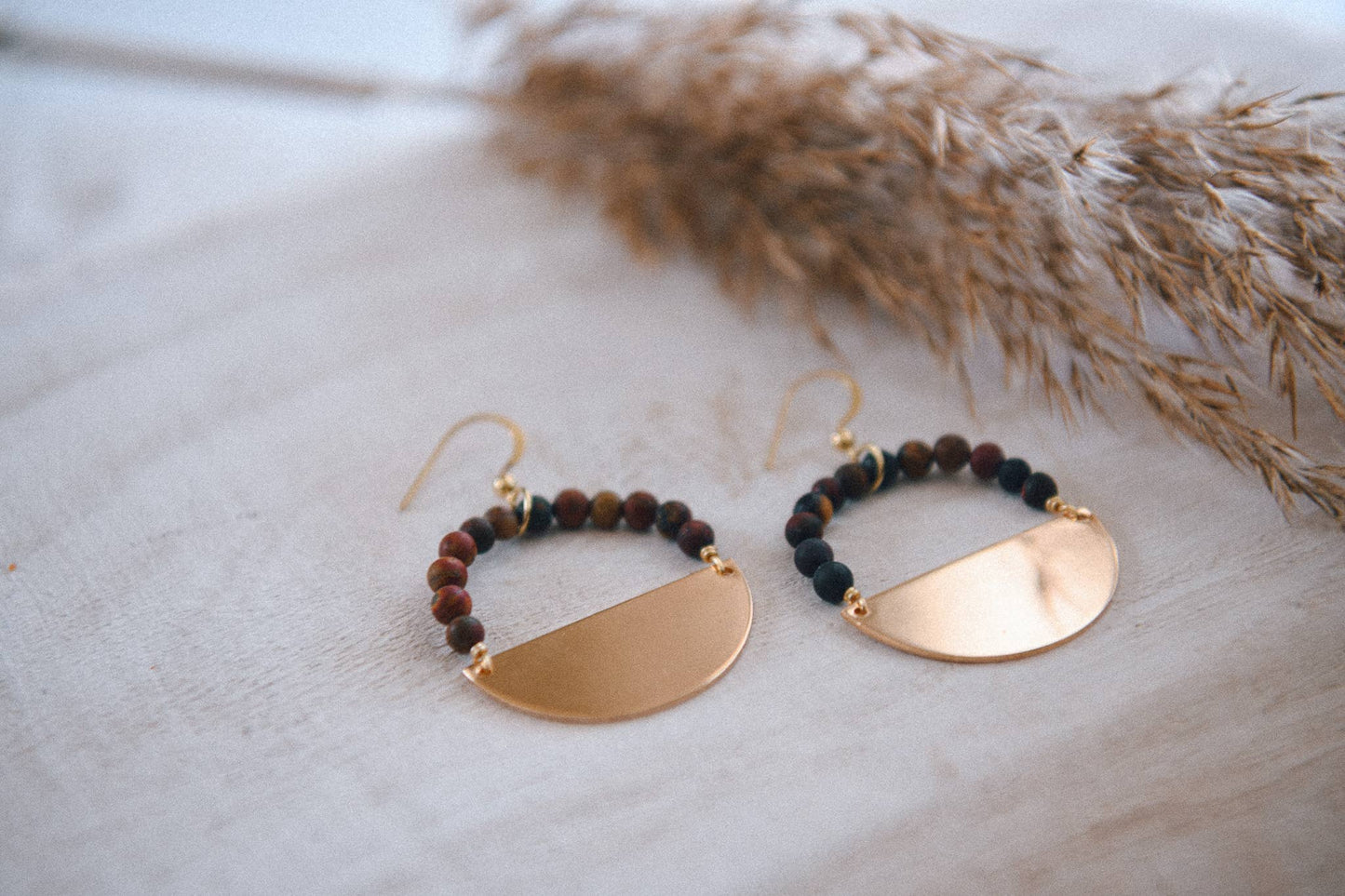 Cecelia Designs Jewelry - Stella Beaded Half Moon Hoop Earrings