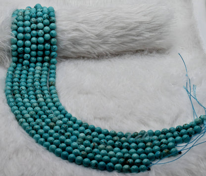 Soothing Crystals - Turquoise Howlite Round Bead 4,6,8,10mm Crystal Beads Strand
