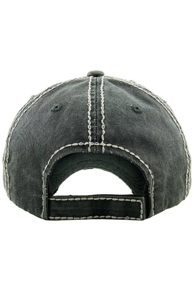 Hana - Embroidered HAPPY CAMPER Washed Vintage Baseball Cap