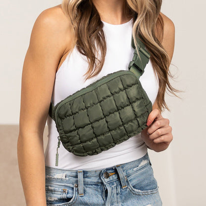 Aili's Corner - Evyn Quilted Puffer Sling Crossbody Belt Bum Fanny Waist Bag