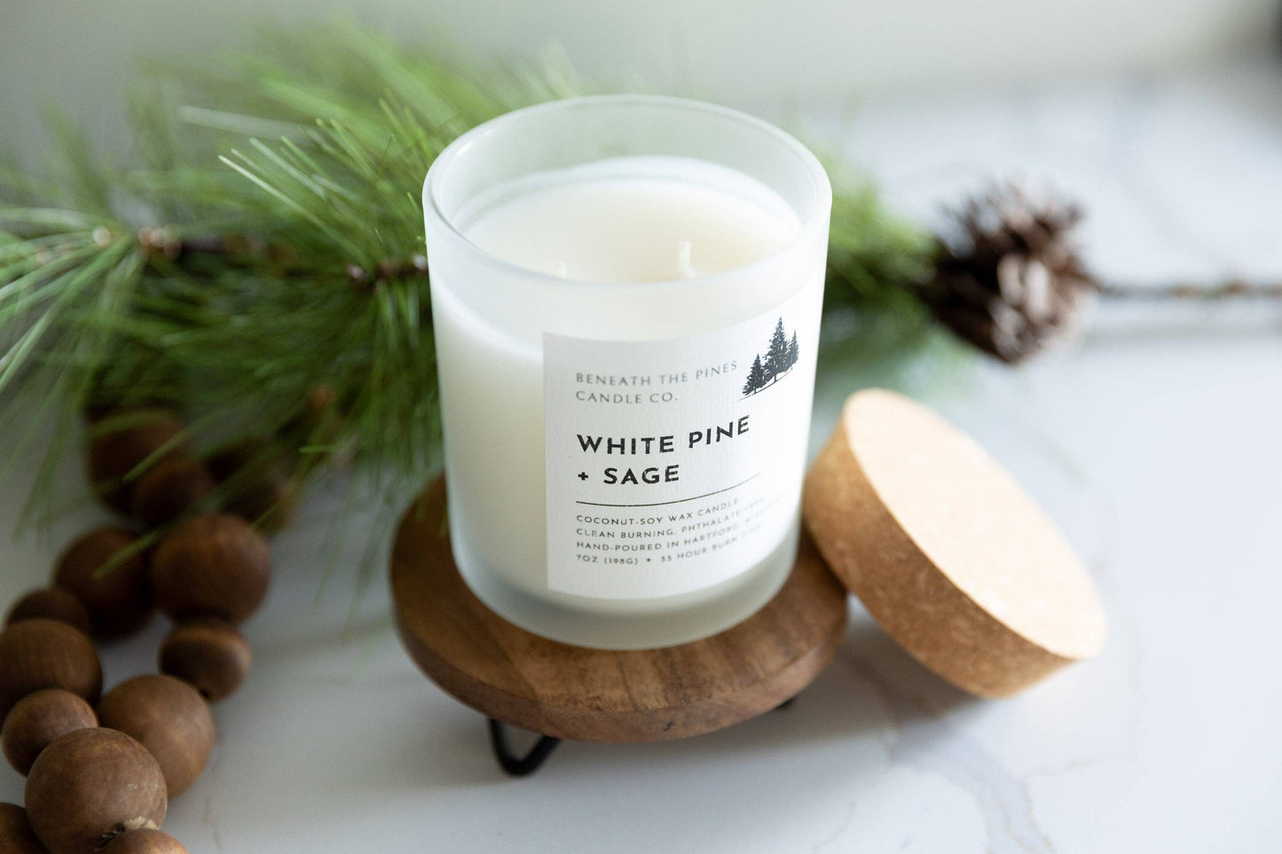 Beneath The Pines Candle Co. - White Pine + Sage - Coconut-Soy Candle