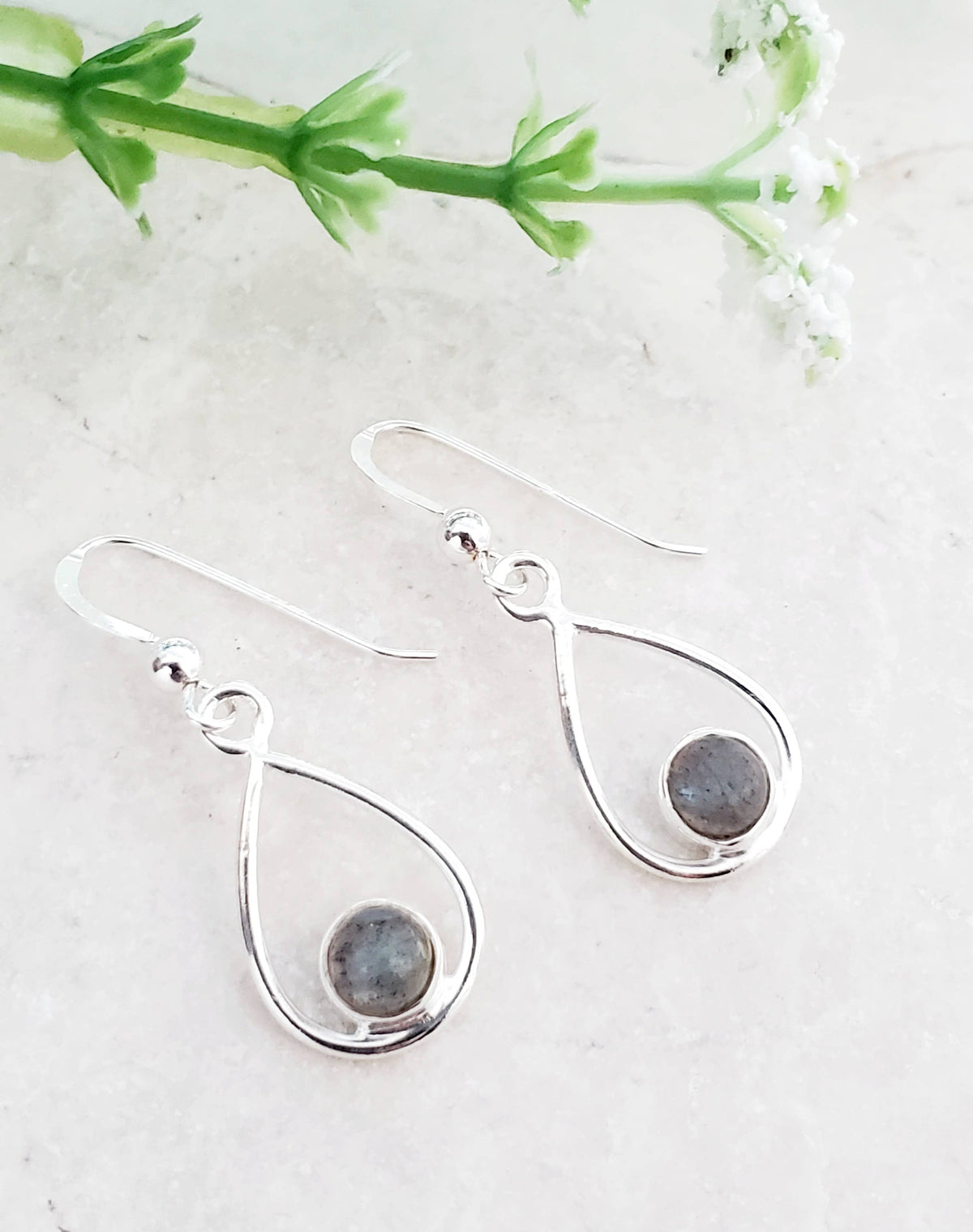 SD101 Sosie Designs - Sterling Silver Teardrop Earrings - Labradorite