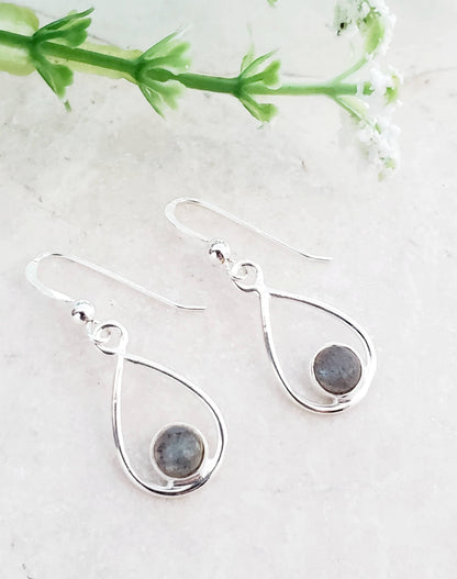 SD101 Sosie Designs - Sterling Silver Teardrop Earrings - Labradorite