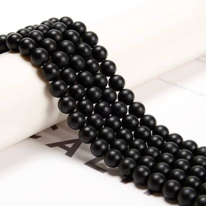 CRCBEADS - Black Onyx Matte Round Beads 4mm 6mm 8mm 10mm 12mm Approx 15.5" Strand