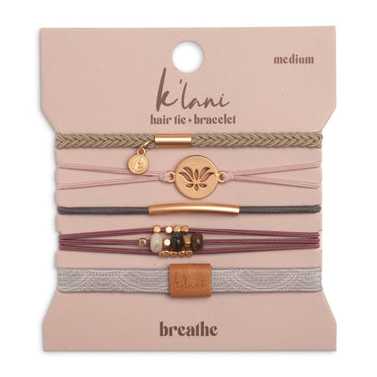 K'lani hair tie bracelets - "Breathe" Lotus Flower Earthy Tones Hair Tie Bracelets