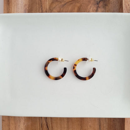 Spiffy & Splendid - Cam Mini Hoops - Tortoise //  Earrings, Jewelry