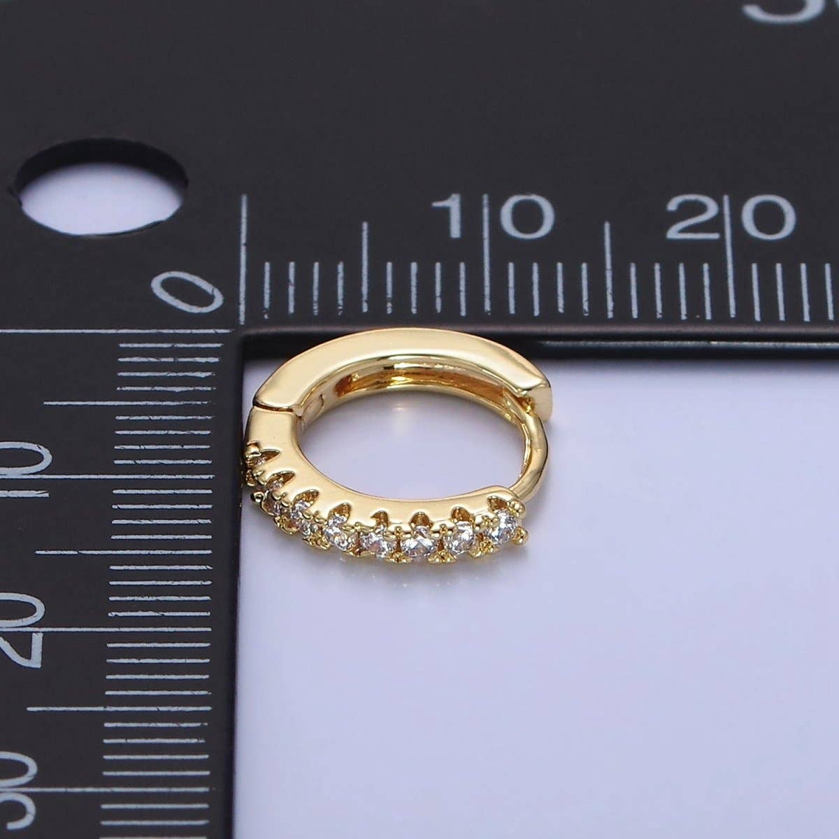 Aim Eternal - 14K Gold Filled 15mm Micro Paved Huggie Earrings | P079